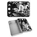 Rectangular Metal Tin Box with Removable Lid, Witchy Snake Trippy Moon Decorative Printed Metal Storage Container for Cards, Diaries, Home Organization 4.53 x 3.35 x 0.86 inch– Single Pack