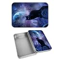 Rectangular Metal Tin Box with Removable Lid, Black Cat Nebula Decorative Printed Metal Storage Container for Cards, Diaries, Home Organization 4.53 x 3.35 x 0.86 inch– Single Pack