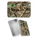 Rectangular Metal Tin Box with Removable Lid, Camouflage Leaf Decorative Printed Metal Storage Container for Sweets Jewelry Tea Candies Cakes 7 x 4.33 x 2.17 inch– Single Pack