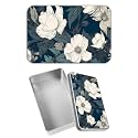 Rectangular Metal Tin Box with Removable Lid, White Bloom Flowers Decorative Printed Metal Storage Container for Sweets Jewelry Tea Candies Cakes 7 x 4.33 x 2.17 inch– Single Pack