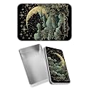 Rectangular Metal Tin Box with Removable Lid, Starry Moon Star Decorative Printed Metal Storage Container for Jewelry Pen Eraser Pill Candy Craft 4.9 x 3.54 x 1.57 inch– Single Pack