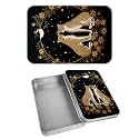 Rectangular Metal Tin Box with Removable Lid, Moon Cheetah Cat Decorative Printed Metal Storage Container for Cash Ticket Credit Card Check 3.46 x 2.36 x 0.7 inch– Single Pack