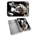 Rectangular Metal Tin Box with Removable Lid, Bulldog Decorative Printed Metal Storage Container for Cash Ticket Credit Card Check 3.46 x 2.36 x 0.7 inch– Single Pack
