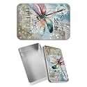 Rectangular Metal Tin Box with Removable Lid, Dragonfly Light Decorative Printed Metal Storage Container for Sweets Jewelry Tea Candies Cakes 7 x 4.33 x 2.17 inch– Single Pack