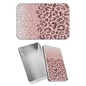 Rectangular Metal Tin Box with Removable Lid, Pink Leopard Glitter Decorative Printed Metal Storage Container for Jewelry Pen Eraser Pill Candy Craft 4.9 x 3.54 x 1.57 inch– Single Pack