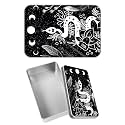 Rectangular Metal Tin Box with Removable Lid, Witchy Snake Trippy Moon Decorative Printed Metal Storage Container for Sweets Jewelry Tea Candies Cakes 7 x 4.33 x 2.17 inch– Single Pack