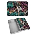 Rectangular Metal Tin Box with Removable Lid, Skeleton Pal Decorative Printed Metal Storage Container for Cash Ticket Credit Card Check 3.46 x 2.36 x 0.7 inch– Single Pack