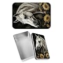 Rectangular Metal Tin Box with Removable Lid, White Horse Decorative Printed Metal Storage Container for Jewelry Pen Eraser Pill Candy Craft 4.9 x 3.54 x 1.57 inch– Single Pack