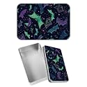 Rectangular Metal Tin Box with Removable Lid, Rainbow Goth Bats Decorative Printed Metal Storage Container for Sweets Jewelry Tea Candies Cakes 7 x 4.33 x 2.17 inch– Single Pack