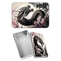 Rectangular Metal Tin Box with Removable Lid, Dragon Cherry Blossom Decorative Printed Metal Storage Container for Jewelry Pen Eraser Pill Candy Craft 4.9 x 3.54 x 1.57 inch– Single Pack