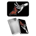 Rectangular Metal Tin Box with Removable Lid, Skull Butterfly Decorative Printed Metal Storage Container for Jewelry Pen Eraser Pill Candy Craft 4.9 x 3.54 x 1.57 inch– Single Pack