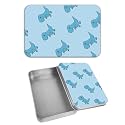 Rectangular Metal Tin Box with Removable Lid, Cute Dinosaur Decorative Printed Metal Storage Container for Cash Ticket Credit Card Check 3.46 x 2.36 x 0.7 inch– Single Pack