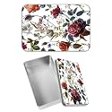 Rectangular Metal Tin Box with Removable Lid, Flower Florals Decorative Printed Metal Storage Container for Sweets Jewelry Tea Candies Cakes 7 x 4.33 x 2.17 inch– Single Pack