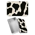 Rectangular Metal Tin Box with Removable Lid, Cow Print Decorative Printed Metal Storage Container for Jewelry Pen Eraser Pill Candy Craft 4.9 x 3.54 x 1.57 inch– Single Pack