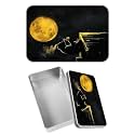 Rectangular Metal Tin Box with Removable Lid, Black Bear Moon Decorative Printed Metal Storage Container for Jewelry Pen Eraser Pill Candy Craft 4.9 x 3.54 x 1.57 inch– Single Pack