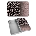Rectangular Metal Tin Box with Removable Lid, Leopard Glitter Decorative Printed Metal Storage Container for Cards, Diaries, Home Organization 4.53 x 3.35 x 0.86 inch– Single Pack