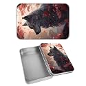 Rectangular Metal Tin Box with Removable Lid, Wolf Decorative Printed Metal Storage Container for Cash Ticket Credit Card Check 3.46 x 2.36 x 0.7 inch– Single Pack