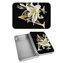 Rectangular Metal Tin Box with Removable Lid, Letter A Decorative Printed Metal Storage Container for Cards, Diaries, Home Organization 4.53 x 3.35 x 0.86 inch– Single Pack