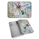 Rectangular Metal Tin Box with Removable Lid, Dragonfly Light Decorative Printed Metal Storage Container for Cards, Diaries, Home Organization 4.53 x 3.35 x 0.86 inch– Single Pack