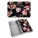 Rectangular Metal Tin Box with Removable Lid, Pink Sakuras Decorative Printed Metal Storage Container for Cash Ticket Credit Card Check 3.46 x 2.36 x 0.7 inch– Single Pack