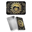 Rectangular Metal Tin Box with Removable Lid, Gothic Moon Sun Decorative Printed Metal Storage Container for Jewelry Pen Eraser Pill Candy Craft 4.9 x 3.54 x 1.57 inch– Single Pack
