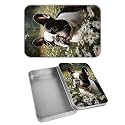 Rectangular Metal Tin Box with Removable Lid, Bulldog Daisy Decorative Printed Metal Storage Container for Cards, Diaries, Home Organization 4.53 x 3.35 x 0.86 inch– Single Pack