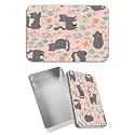 Rectangular Metal Tin Box with Removable Lid, Cat Flower Decorative Printed Metal Storage Container for Sweets Jewelry Tea Candies Cakes 7 x 4.33 x 2.17 inch– Single Pack