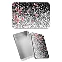 Rectangular Metal Tin Box with Removable Lid, Glitter Sakura Decorative Printed Metal Storage Container for Sweets Jewelry Tea Candies Cakes 7 x 4.33 x 2.17 inch– Single Pack