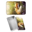 Rectangular Metal Tin Box with Removable Lid, Fox Sleep Decorative Printed Metal Storage Container for Jewelry Pen Eraser Pill Candy Craft 4.9 x 3.54 x 1.57 inch– Single Pack