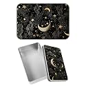 Rectangular Metal Tin Box with Removable Lid, Moon Star Decorative Printed Metal Storage Container for Jewelry Pen Eraser Pill Candy Craft 4.9 x 3.54 x 1.57 inch– Single Pack