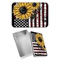 Rectangular Metal Tin Box with Removable Lid, Sunflower Flag Decorative Printed Metal Storage Container for Jewelry Pen Eraser Pill Candy Craft 4.9 x 3.54 x 1.57 inch– Single Pack