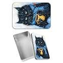 Rectangular Metal Tin Box with Removable Lid, Cat Coffee Decorative Printed Metal Storage Container for Sweets Jewelry Tea Candies Cakes 7 x 4.33 x 2.17 inch– Single Pack