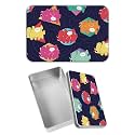 Rectangular Metal Tin Box with Removable Lid, Color Dinosaurs Decorative Printed Metal Storage Container for Jewelry Pen Eraser Pill Candy Craft 4.9 x 3.54 x 1.57 inch– Single Pack
