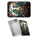 Rectangular Metal Tin Box with Removable Lid, Glass Birds Decorative Printed Metal Storage Container for Sweets Jewelry Tea Candies Cakes 7 x 4.33 x 2.17 inch– Single Pack