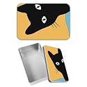 Rectangular Metal Tin Box with Removable Lid, Black Cats Decorative Printed Metal Storage Container for Jewelry Pen Eraser Pill Candy Craft 4.9 x 3.54 x 1.57 inch– Single Pack