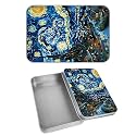 Rectangular Metal Tin Box with Removable Lid, Starry Sky Decorative Printed Metal Storage Container for Cards, Diaries, Home Organization 4.53 x 3.35 x 0.86 inch– Single Pack