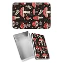 Rectangular Metal Tin Box with Removable Lid, Mushroom Star Decorative Printed Metal Storage Container for Jewelry Pen Eraser Pill Candy Craft 4.9 x 3.54 x 1.57 inch– Single Pack