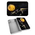 Rectangular Metal Tin Box with Removable Lid, Black Bear Moon Decorative Printed Metal Storage Container for Cards, Diaries, Home Organization 4.53 x 3.35 x 0.86 inch– Single Pack