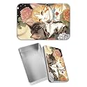 Rectangular Metal Tin Box with Removable Lid, Cat Flowers Decorative Printed Metal Storage Container for Jewelry Pen Eraser Pill Candy Craft 4.9 x 3.54 x 1.57 inch– Single Pack