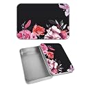 Rectangular Metal Tin Box with Removable Lid, Beauty Flowers Decorative Printed Metal Storage Container for Cash Ticket Credit Card Check 3.46 x 2.36 x 0.7 inch– Single Pack