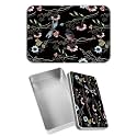 Rectangular Metal Tin Box with Removable Lid, Wild Flower Butterfly Decorative Printed Metal Storage Container for Jewelry Pen Eraser Pill Candy Craft 4.9 x 3.54 x 1.57 inch– Single Pack