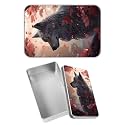 Rectangular Metal Tin Box with Removable Lid, Wolf Decorative Printed Metal Storage Container for Sweets Jewelry Tea Candies Cakes 7 x 4.33 x 2.17 inch– Single Pack