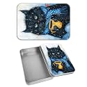 Rectangular Metal Tin Box with Removable Lid, Cat Coffee Decorative Printed Metal Storage Container for Cash Ticket Credit Card Check 3.46 x 2.36 x 0.7 inch– Single Pack