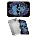 Rectangular Metal Tin Box with Removable Lid, Purple Skull Decorative Printed Metal Storage Container for Sweets Jewelry Tea Candies Cakes 7 x 4.33 x 2.17 inch– Single Pack