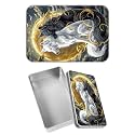 Rectangular Metal Tin Box with Removable Lid, Night Wolf Decorative Printed Metal Storage Container for Jewelry Pen Eraser Pill Candy Craft 4.9 x 3.54 x 1.57 inch– Single Pack