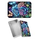 Rectangular Metal Tin Box with Removable Lid, Sugar Blue Rose Decorative Printed Metal Storage Container for Sweets Jewelry Tea Candies Cakes 7 x 4.33 x 2.17 inch– Single Pack