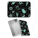 Rectangular Metal Tin Box with Removable Lid, Skull Moon Gothic Decorative Printed Metal Storage Container for Sweets Jewelry Tea Candies Cakes 7 x 4.33 x 2.17 inch– Single Pack