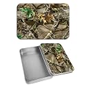 Rectangular Metal Tin Box with Removable Lid, Camouflage Leaf Decorative Printed Metal Storage Container for Cards, Diaries, Home Organization 4.53 x 3.35 x 0.86 inch– Single Pack