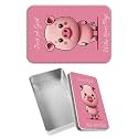 Rectangular Metal Tin Box with Removable Lid, Love Pig Decorative Printed Metal Storage Container for Jewelry Pen Eraser Pill Candy Craft 4.9 x 3.54 x 1.57 inch– Single Pack