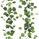 RECUTMS 2Pcs Artificial Grape Leaves Ivy Vine 5.9Ft Silk Green Leaf Garland